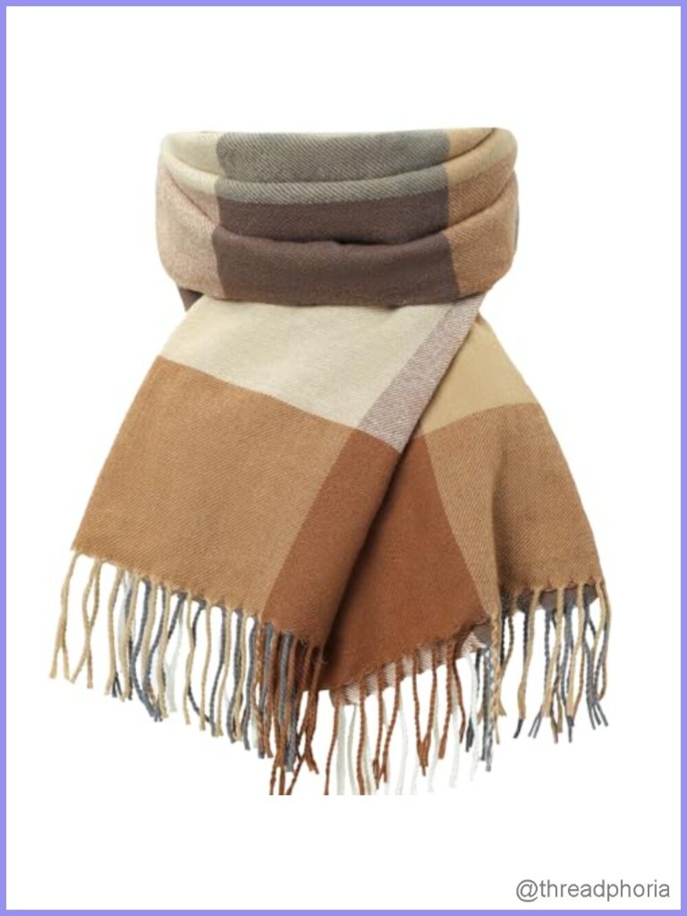 Women's Plaid Tassel Winter Scarf, Soft Lightweight Shawl Wrap